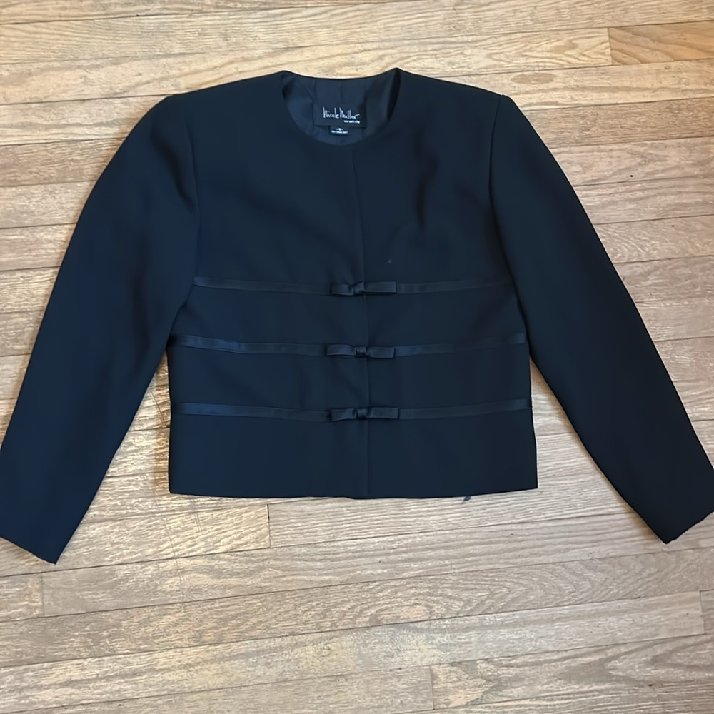 Nicole Miller Short Dress Jacket with Ribbon Details